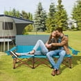 thumbnail image 3 of GVN Camping Seat Chair, Picnic Chair,3 Person Folding Camping Chair with 2 Cup Holders Cotton Padding & Storage Bag-Blue, 3 of 10
