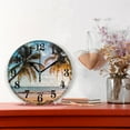 thumbnail image 2 of Retro Palm Tree Sunset Beach Silent Wall Clock 10" Non-Ticking Battery Clock, 2 of 7