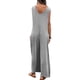 thumbnail image 4 of VISgogo Mono para mujer, elegante, sin mangas, patchwork, suelto, largo, pierna ancha, pantalones con bolsillos VISgogo  moda, 4 of 9