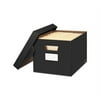 STOR/FILE Decorative Medium-Duty Storage Box Letter/Legal Files, 12.5" x 16.25" x 10.25", Black/Gray Pinstripe Design, 4/CT Stackable File Storage