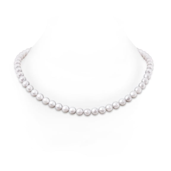 ANGARA 8-9mm, 22" Freshwater Cultured Pearl Single Strand Necklace in 14K White Gold for Women | June Birthstone, Birthday, Anniversary, Jewelry Gift for Women | Pearl Necklace