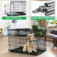 thumbnail image 4 of Medium Dog Crate Dog Kennel Indoor/Outdoor Dog Cage, 36 inch Metal Pet Crate with Plastic Tray and Handle and Double-Door Folding Puppy Crate for Small Medium Dogs, Black, 4 of 10