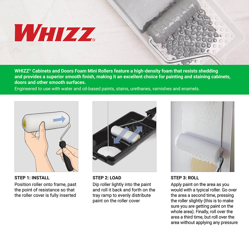 WHIZZ 4-Inch Foam Mini Paint Roller Kit photo 7