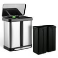 thumbnail image 3 of 16 Gallon Dual Trash Can, Two Compartment Trash Can, Trash Can with Recycling Bin Combo, Double Garbage Cans for Kitchen, 2 X 8 Gallons, Stainless Steel, 3 of 9