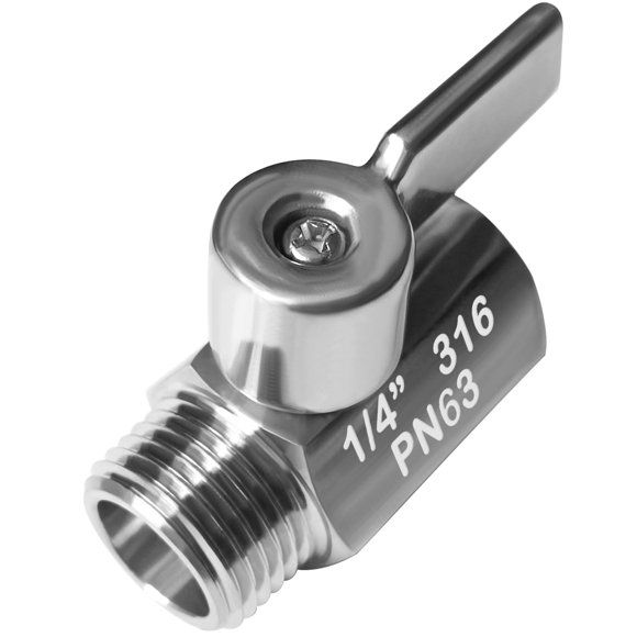 Beduan Mini Ball Valve Stainless Steel(316) 1/4" NPT Male x NPT Female Mini Ball Shutoff Valve
