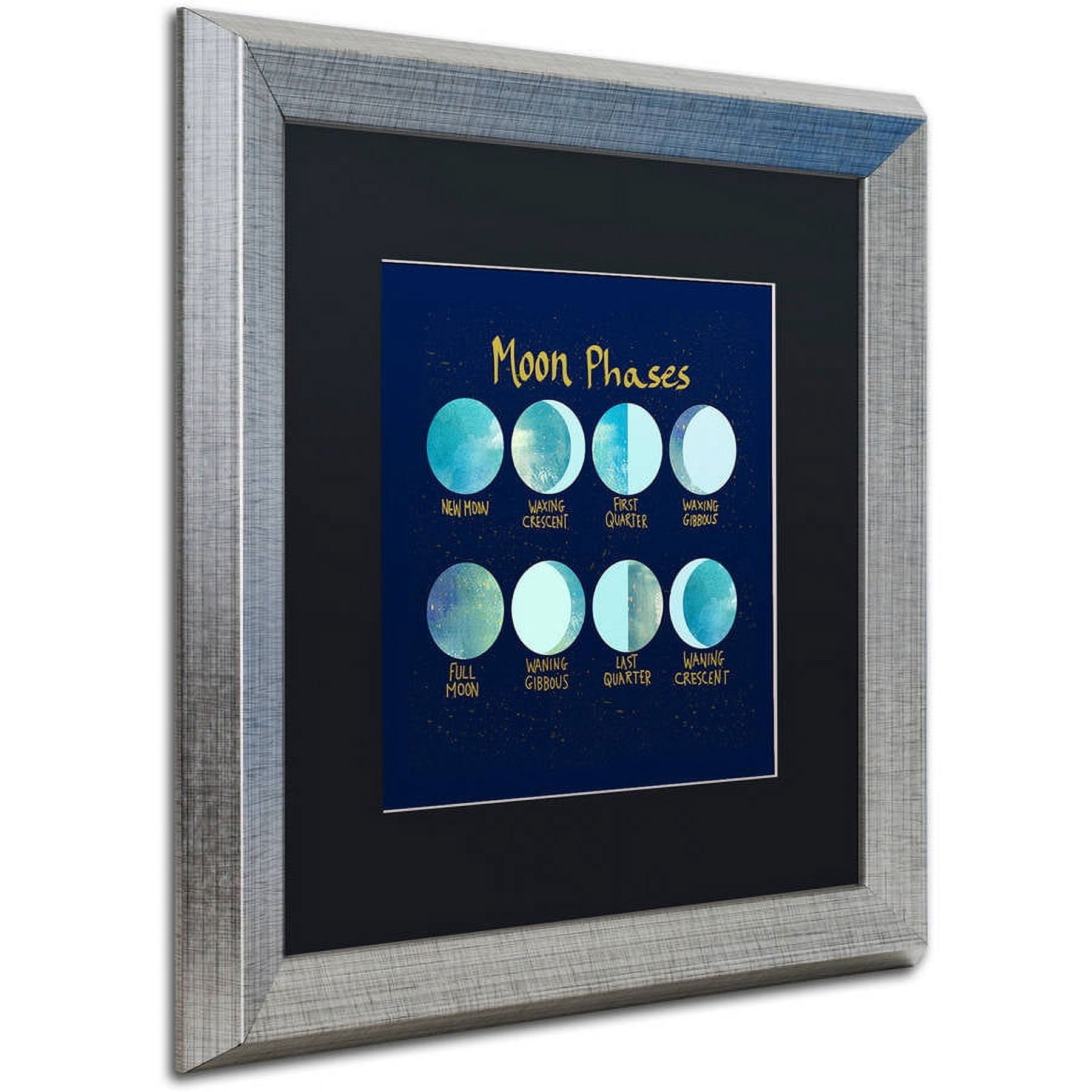Trademark Fine Art "Moon Phases" Canvas Art by Lisa Powell Braun, Black Matte, Silver Frame
