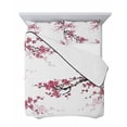 thumbnail image 7 of Quilts Twin Size Bedding Set, Spring Floral Lightweight Quilted Comforter, Red Cherry Flowers Branches Oil Painting Art Soft Reversible Bedspread Coverlet with Pillow Covers for All Season, 68" x 86", 7 of 7
