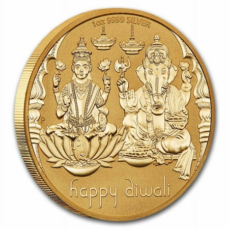 2023 Tuvalu 1 oz Silver Gilded Diwali Medallion Proof