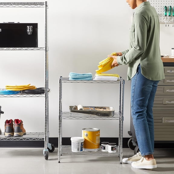 3-Shelf Heavy Duty Steel Wire  Storage Organizer, , 23.2" L x 13.4"  x 30" H