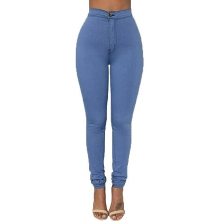 Pencil Jeans Women Lady Stretch Casual Denim Skinny Pants High Waist ...