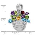 thumbnail image 3 of FB Jewels Sterling Silver Rhodium-plated Multi-color Gemstone Basket Pendant/ Pin, 3 of 3
