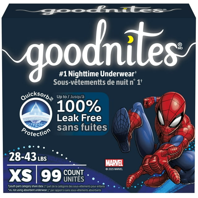 Goodnites Boys' Nighttime Bedwetting Underwear, XS (28-43 lb.), 99 Ct (3 Packs of 33)