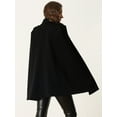 thumbnail image 3 of DARING DIVA Women's Winter Slit Sleeve Double Breasted Cloak Coat Black M, 3 of 6