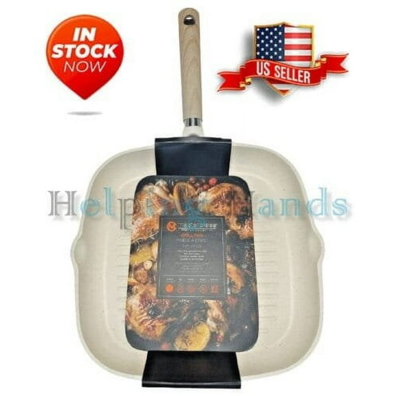 Masterclass Premium Cookware 11" Heavy Duty Skillet Grill Pan Non-Stick - Ivory