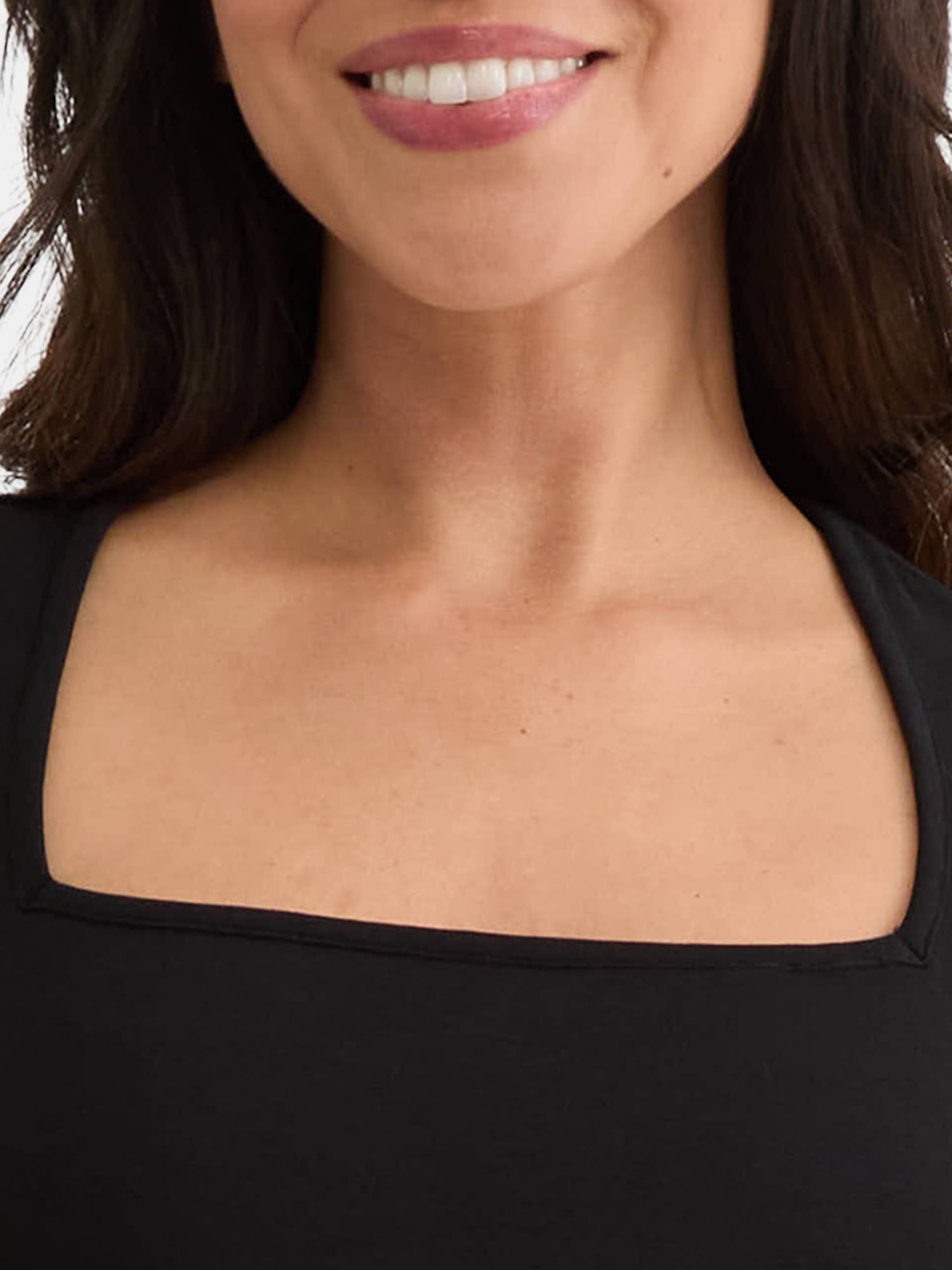 Madden NYC Women's Square Neck Top with Cap Sleeves, Sizes XXS-XXL