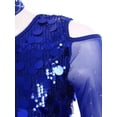 thumbnail image 5 of iixpin Womens Sequin Latin Tango Salsa Samba Dance Dress Asymmetrical Cocktail Dress Ballroom Dancewear Royal Blue M, 5 of 7