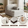 thumbnail image 6 of DREAMSIDEA Oversized Chaise Lounge for Living Room Modern Corduroy Sofa with Left Armrest Indoor Lounge Chair,Beige, 6 of 7