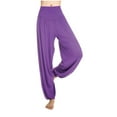thumbnail image 4 of Ecqkame Women's High Waisted Sweatpants Women's Loose High Waist Wide Leg Pants Workout Out Leggings Casual Trousers Yoga Gym Pants Purple M, 4 of 5