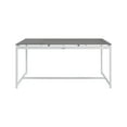 thumbnail image 2 of Dex 63 Inch Outdoor Dining Table, Rectangular, Teak Accents, Stone, White, 2 of 5
