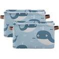 thumbnail image 2 of Happy Whales Storage Basket, Durable Canvas Organizer With Handles Large Collapsible Storage Bins Boxes for Home Office - 1 Pack Home Decor, 2 of 7