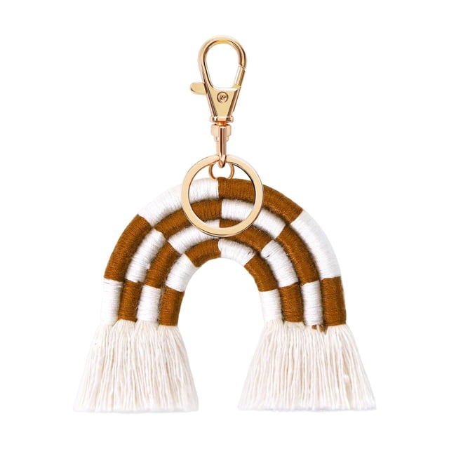 LLavero de moda llaveros adorno colgante borla llavero accesorios broche de presión para monedero bolsos mochila coche hombres Marrón Sunnimix Llavero con borlas