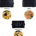 thumbnail image 5 of Mini sandwichera eléctrica, parrilla, sartén antiadherente, tostadora, máquina de desayuno para pasteles, horno para freír bistec a la barbacoa con enchufe europeo (negro), 5 of 5