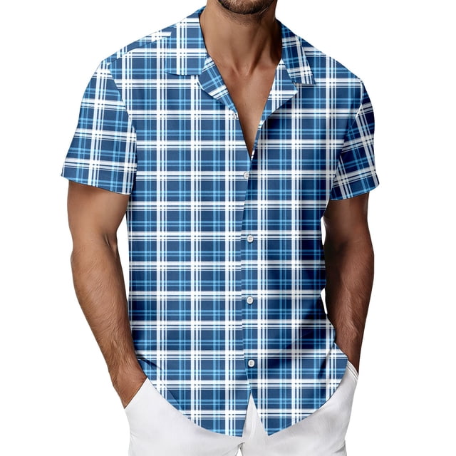 MDUKONU Chemise Homme Grande Taille Ajustée Non Rétractable Chemise à la Mode Bleue G