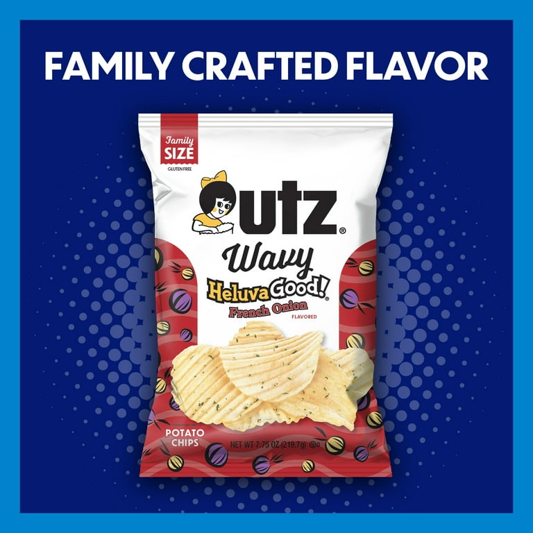 Utz Wavy HeluvaGood! French Onion Potato Chips, Family Size, 7.75