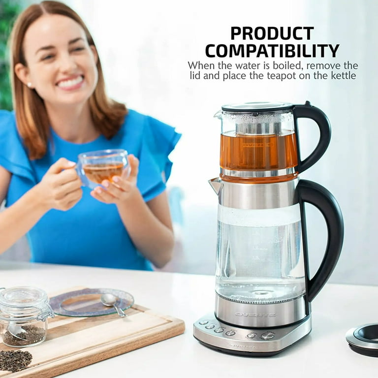 Ovente Electric Glass Kettle 1.7 Liter with ProntoFill Technology