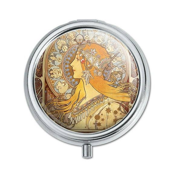 Zodiac Alphonse Mucha Art Nouveau Pill Box
