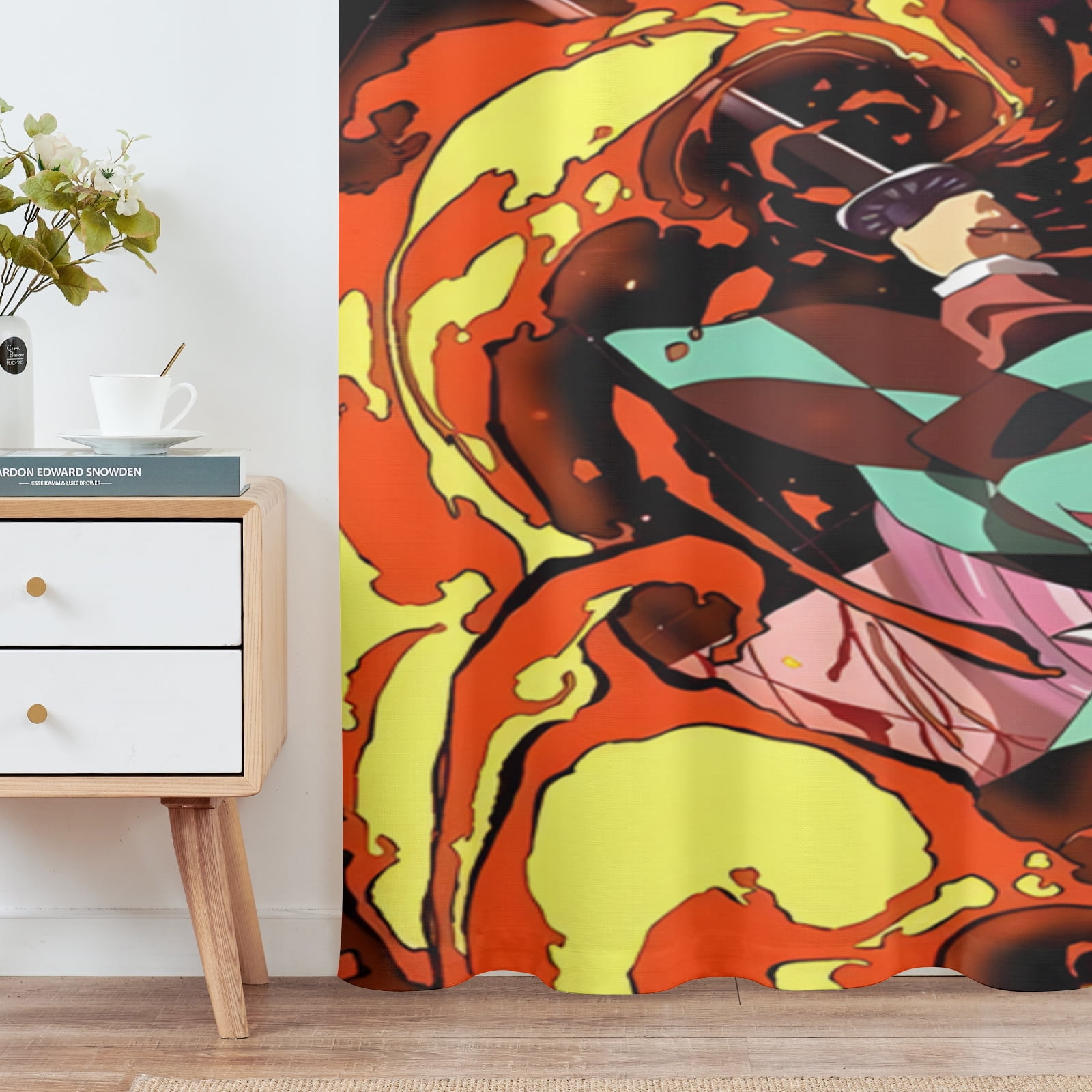 Anime Curtains for Bedroom Drapes Slayer Tanjirou Inosuke Kyoujurou Print Design Window Treatments Curtain Panel Set, 2-Panels, 52" W x 63" L