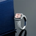 thumbnail image 4 of Gem Stone King 925 Sterling Silver Peach Simulated Morganite Ring for Women (2.78 Cttw, Emerald Cut 9X7MM, Available in Size 5, 6, 7, 8, 9), 4 of 5