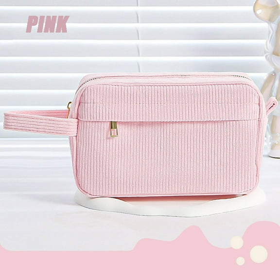 Corduroy Pencil Case Stationery Pouch,Travel Cosmetic Bag,Portable Toiletry Bag,Large Capacity Makeup Storage Bag,Zipper Closure Purses,Skincare Essentials Storage Pouch