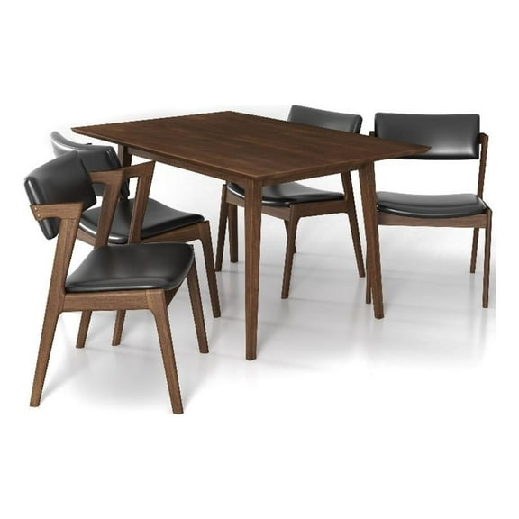 Ascanor Modern Solid Wood Walnut Kitchen & Dining Room Table and Chairs for 4