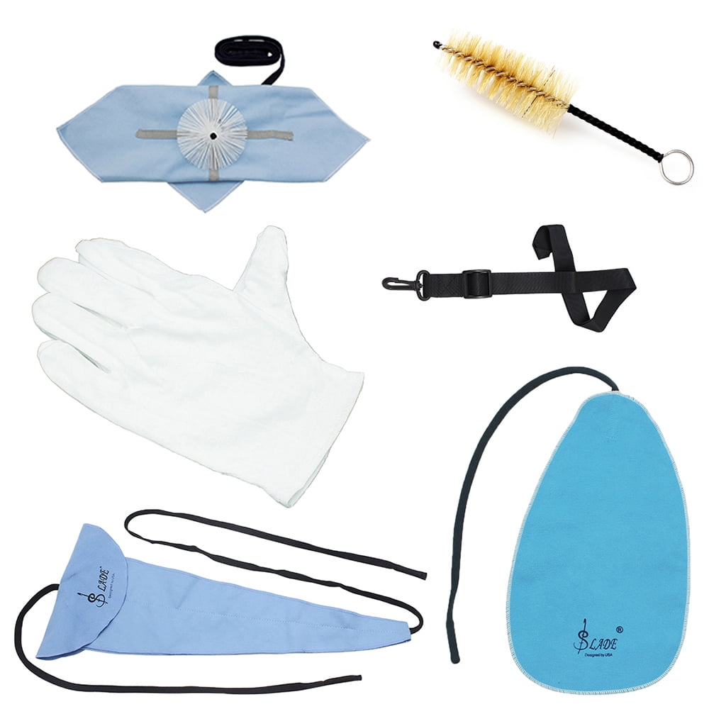ammoon 6in1 Saxophone Cleaning Kit Including Cleaning Cloth + Mouthpiece Brush + Gloves + Sax