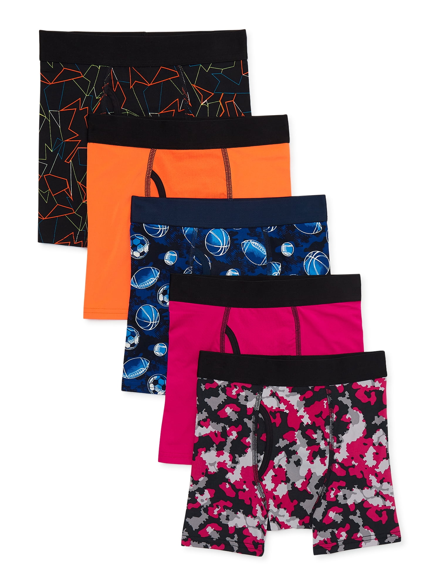 Athletic Works Boys Underwear, Performance Boxer Briefs, 10-Pack, Sizes S-XL