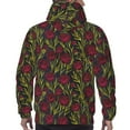 thumbnail image 3 of Bingfone Burgundy Peony Flowers Men's Drawstring Hoodie Long Sleeve Pocket Sweatshirts-X-Large, 3 of 6
