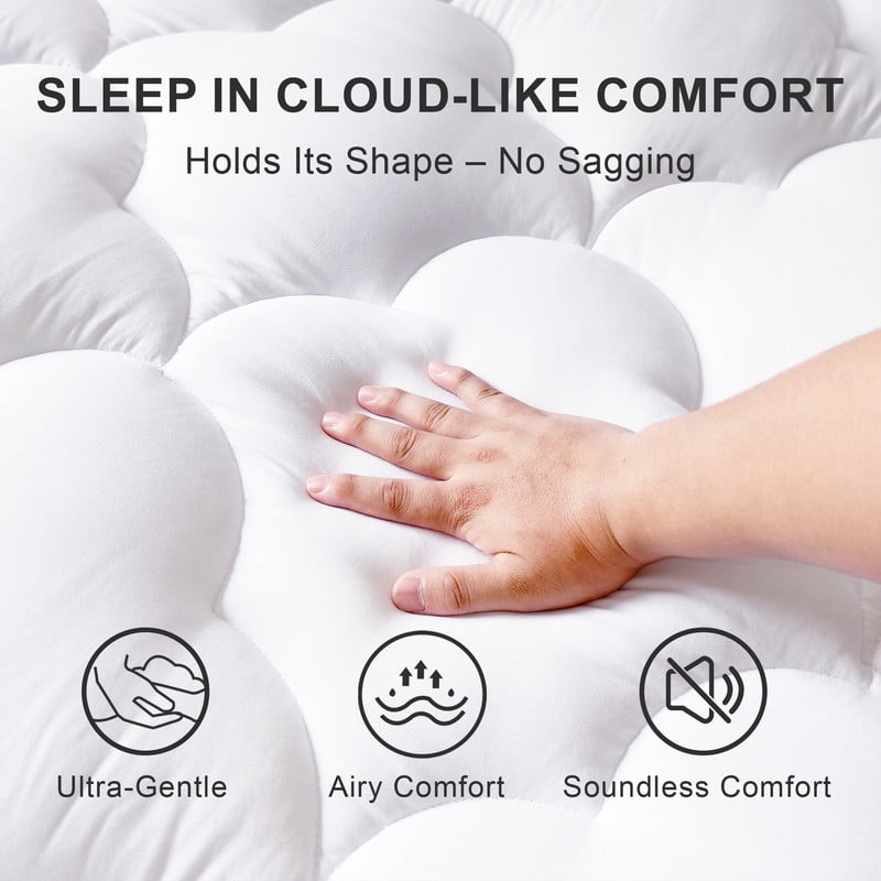 Cooling Extra Thick Full Size Mattress Topper White, Thick Mattress Pad and Full Mattress Protector for Back Pain, Full Mattress Topper with Deep Pocket Mattress Cover Full