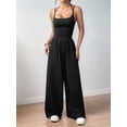thumbnail image 6 of Women'S Summer Jumpsuit Spaghetti Strap One-Piece Outfit Wide Leg Baggy Pants Romper Black L, 6 of 10