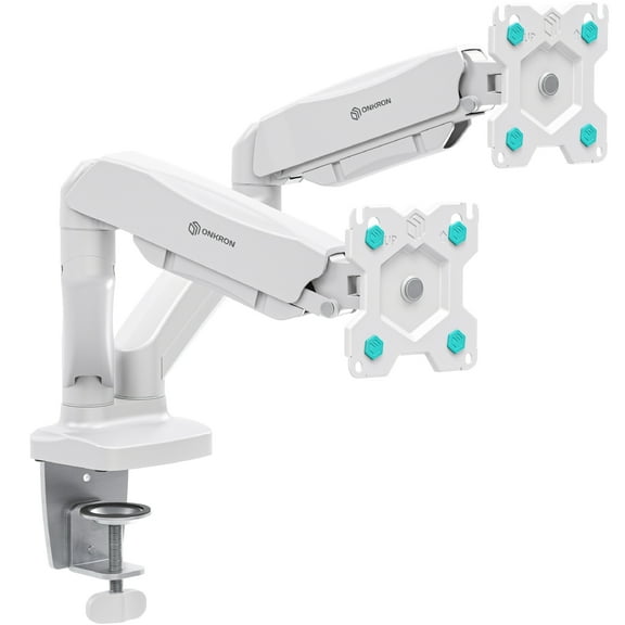 ONKRON Dual Monitor Arm White for 13-32” Screens up to 17.6 lbs Each, Mount For 2 Monitors