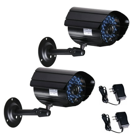 Vandal Proof Infrared 36 Led - VideoSecu 2 Pack Infrared Outdoor Weatherproof Security Camera 520TVL IR Day Night Vision 36 LEDs w/ 2 Power Supply b1v