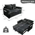 thumbnail image 4 of 53" Convertible Corduroy Loveseat Sofa Bed with USB Charging, Cup Holders & Side Storage – Soft Corduroy Sleeper Sofa Lounge Recliner Chaise Daybed for Living Room, Bedroom, Office, Dark Gray, 4 of 6