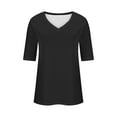 thumbnail image 6 of Summer Tops for Women Tee for Women Casual Tees Athletic Tops Loose Fit Short Sleeve Tees Shirts Thick Long Sleeve T Shirt Long Sleeves Women's T Shirts Spandex Black S, 6 of 7