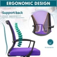 thumbnail image 5 of Lacoo Mid-Back Office Desk Chair Ergonomic Mesh Task Chair with Lumbar Support, Purple, 5 of 8
