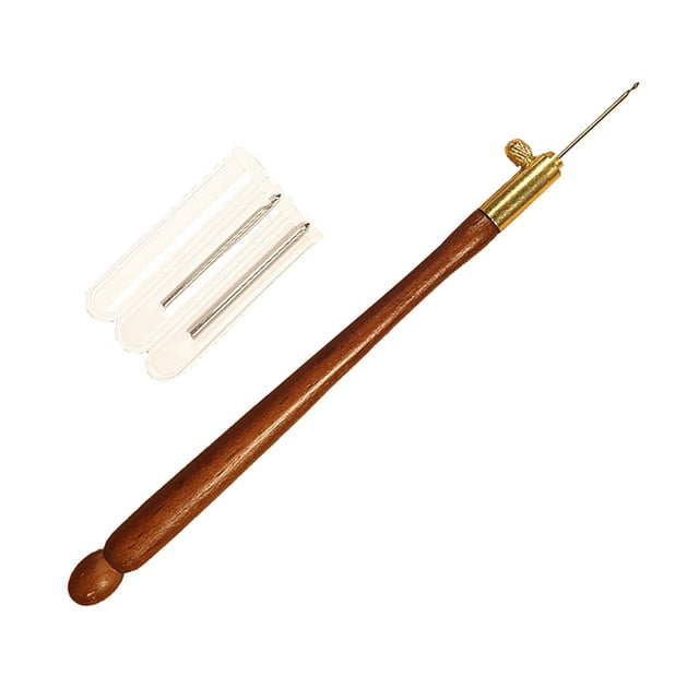 Agujas de ganchillo antideslizantes para bordado francés, ideales para abalorios, manualidades y manualidades. Brown_Wooden