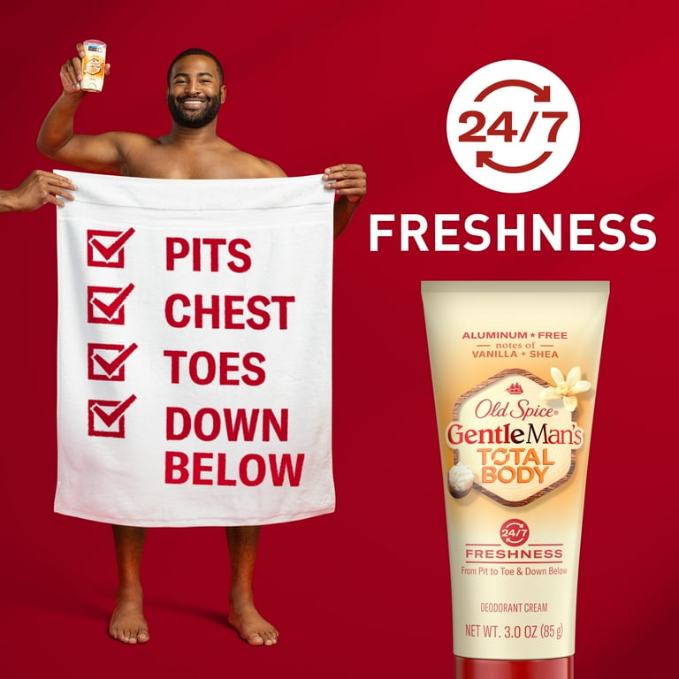 Old Spice Total Body Deodorant Cream Vanilla Shea 3 oz for Men