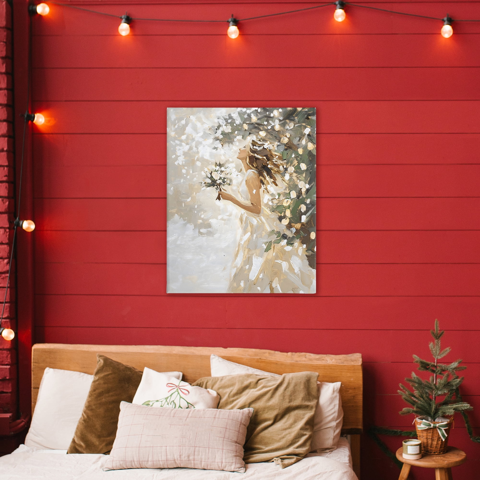 Soft White Snow Flurry Canvas Wall Art, design by LSR Design Studio