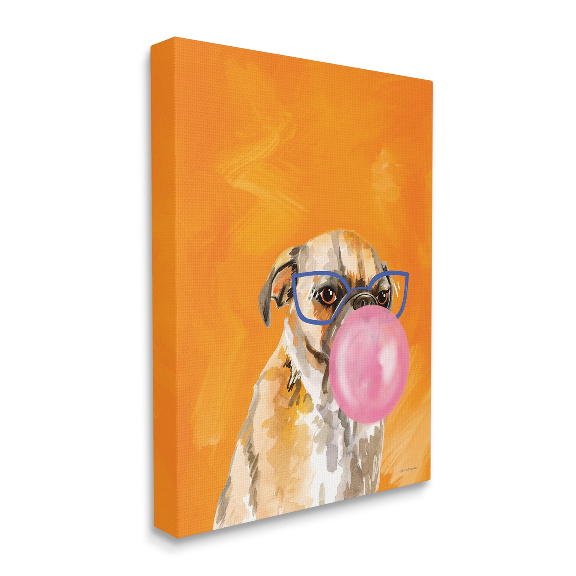 Stupell Industries Orange Dog with Bubblegum Animals & Insects Painting Gallery Wrapped Canvas Print Wall Art, 16 x 20