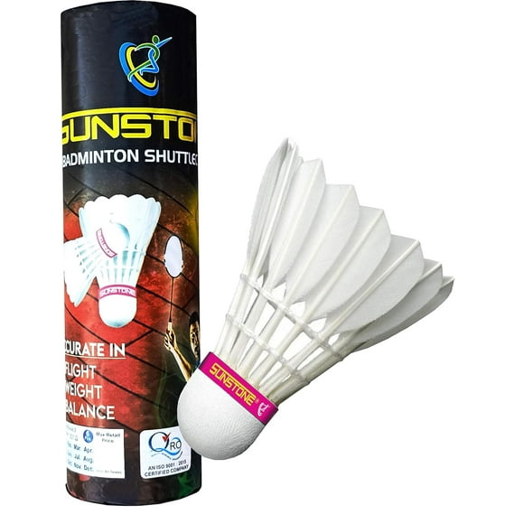 Sunstone F 206 Badminton Feather Shuttlecock , Good Furnished Quality, Made Of Good Cork Base , Excellent Flight & Balance | White , Pack Of 6