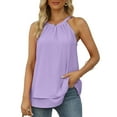 thumbnail image 2 of Samickarr Summer Savings Clearance Plus Size Summer Tops For Women Tops Dressy Casual Tunic Tops To Wear With Leggings Womens Blouse Halter Tank Tops Summer High Neck Sleeveless Chiffon Tops, 2 of 7
